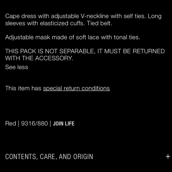 Zara red viscose flowy limited edition Halloween cape dress with black mask - Picture 16 of 16